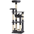 EASYCOMFORT Scratching Post for Cats with 4 Levels in Natural Gray Sisal Plush 40x40x132cm