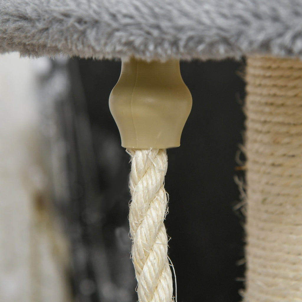EASYCOMFORT 3-Tier Cat Tree in Natural Gray Sisal Plush Ф40x65cm
