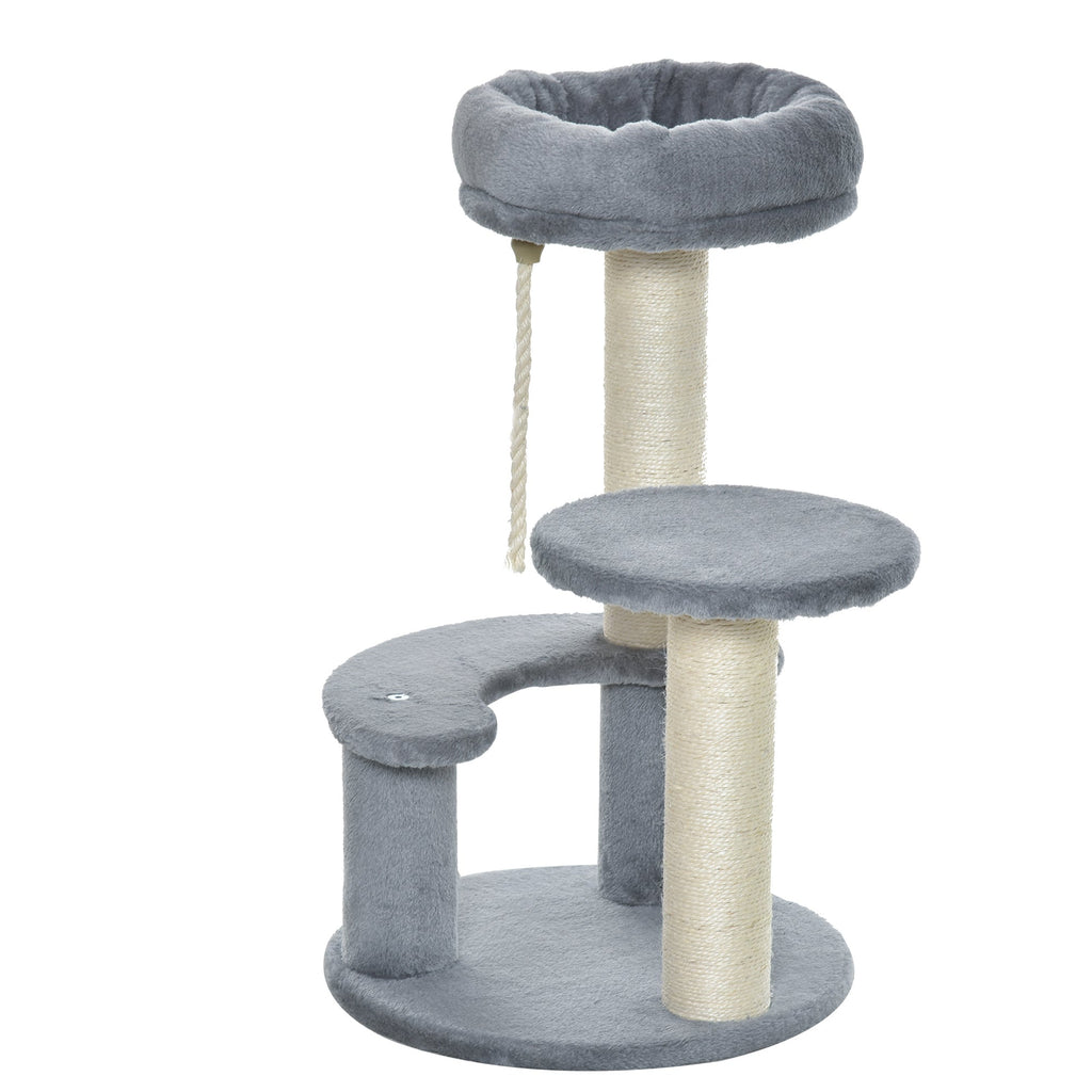 EASYCOMFORT 3-Tier Cat Tree in Natural Gray Sisal Plush Ф40x65cm