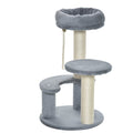 EASYCOMFORT 3-Tier Cat Tree in Natural Gray Sisal Plush Ф40x65cm