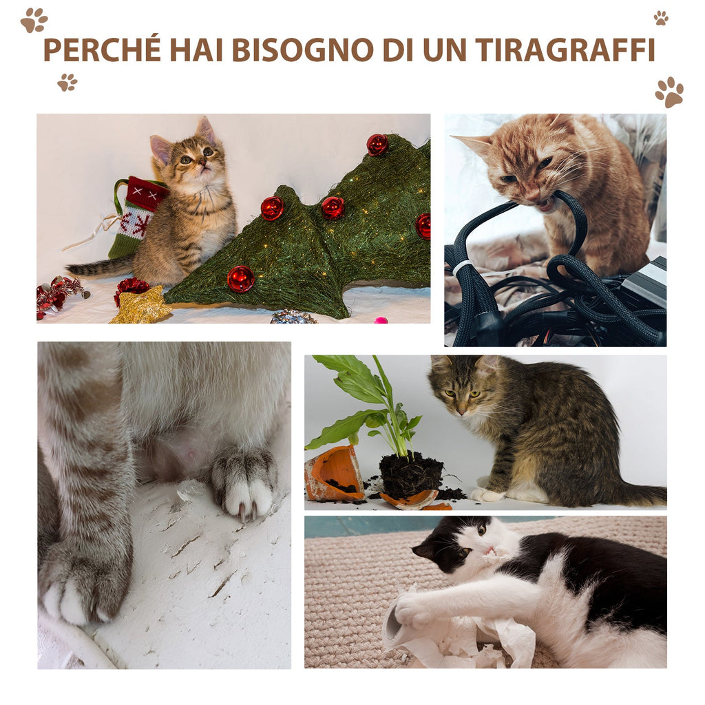 Easycomfort Tiragraffi ad Albero per Gatti with Cuccia, Cuscino, Rivestimento Peluche e Pali in Corda Sisal