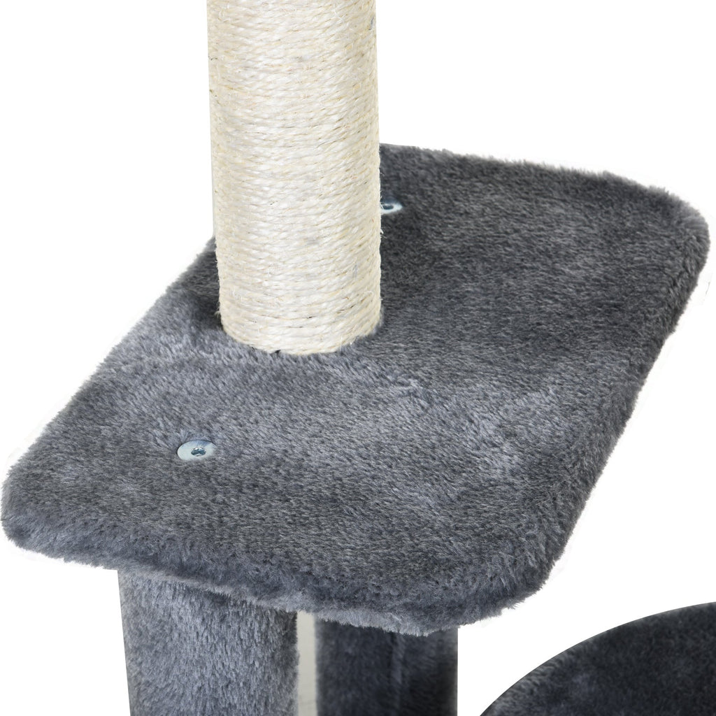 EasyComfort krabpaal met huisje en 2 plateaus 48x35x100 cm - wit/grijs