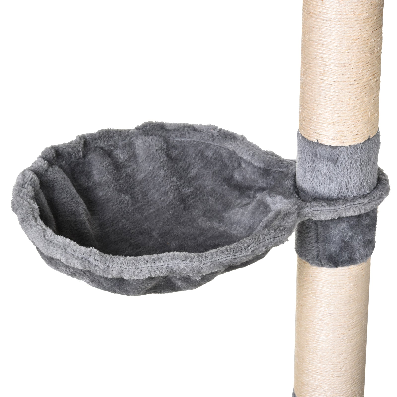 EASYCOMFORT Column Scratching Post for Cats with Kennel, Hammock, Suspended Beds and Sisal Rope Poles, Grey, 60x40x154cm