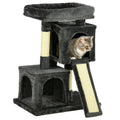 EASYCOMFORT Scratching Tree for Cats with Sisal Poles, Bed and 2 Houses, 59x39x83cm, Dark Gray