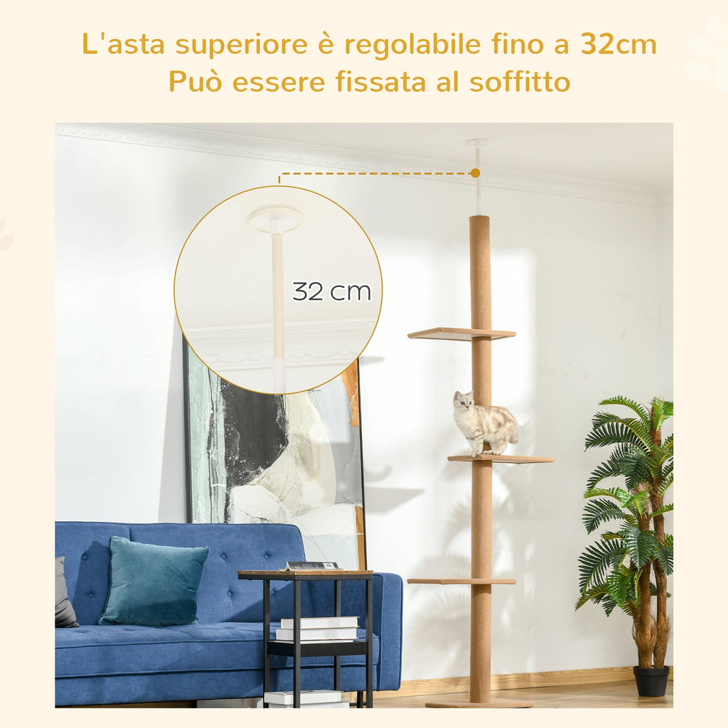 EasyComfort 4-laags krabpaal, verstelbare plafondstang, 43x27x228-260cm