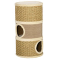 EASYCOMFORT Cat Kennel Tower Scratching Post 3 Niches Sisal Rope Seaweed