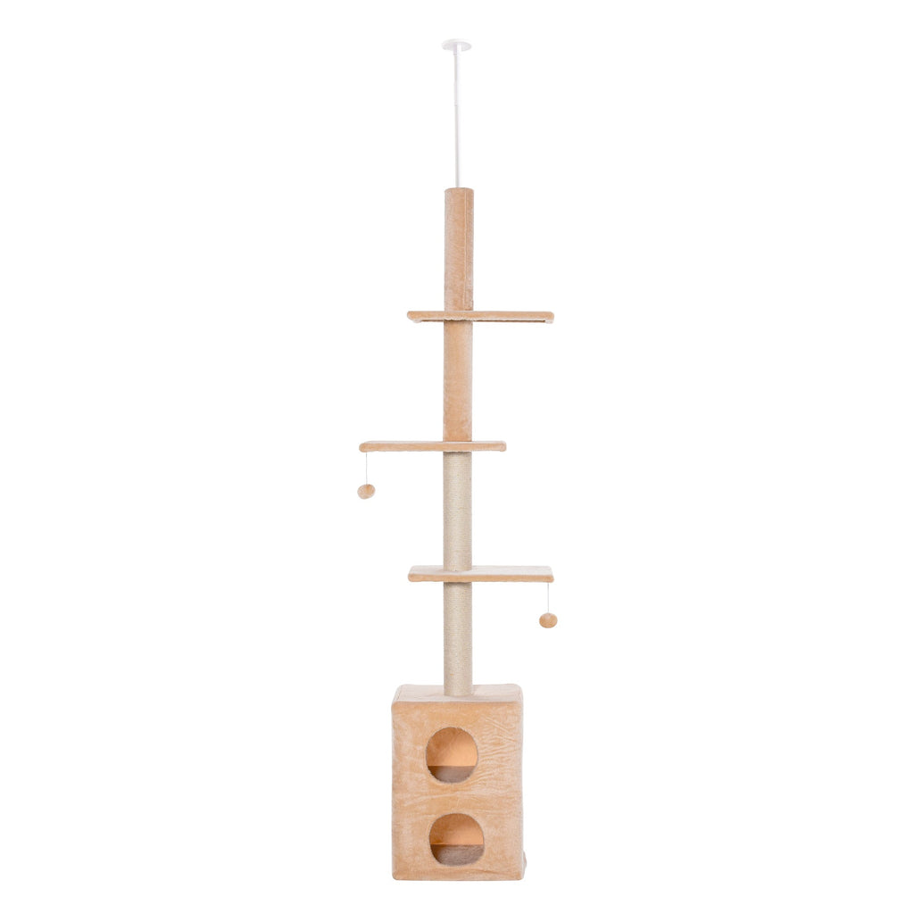 EASYCOMFORT Multilevel Ceiling Scratching Post 210-240cm with Yellow Jute Cords