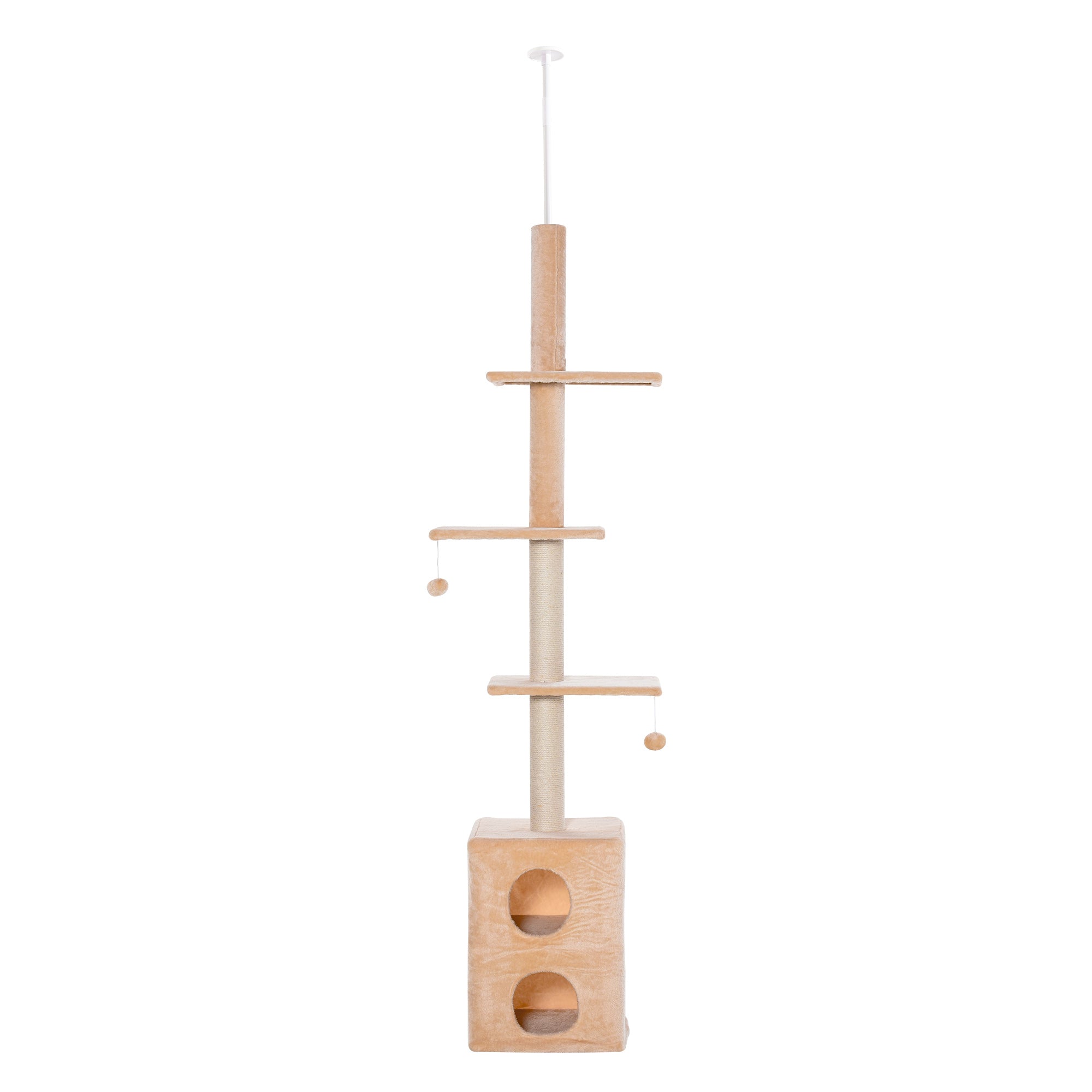 EASYCOMFORT Multilevel Ceiling Scratching Post 210-240cm with Yellow Jute Cords