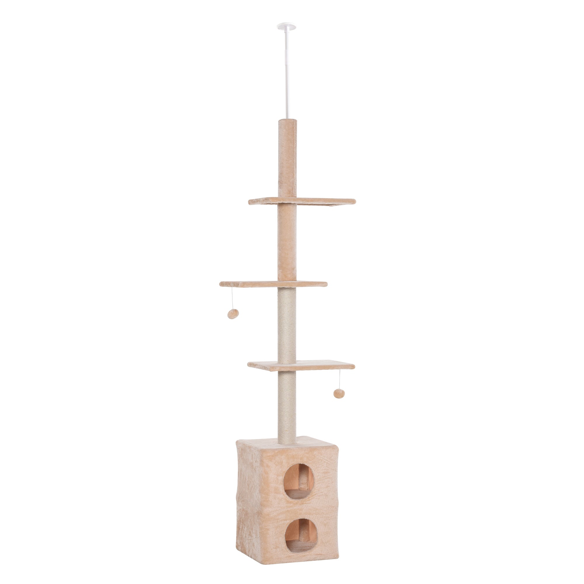 EASYCOMFORT Multilevel Ceiling Scratching Post 210-240cm with Yellow Jute Cords
