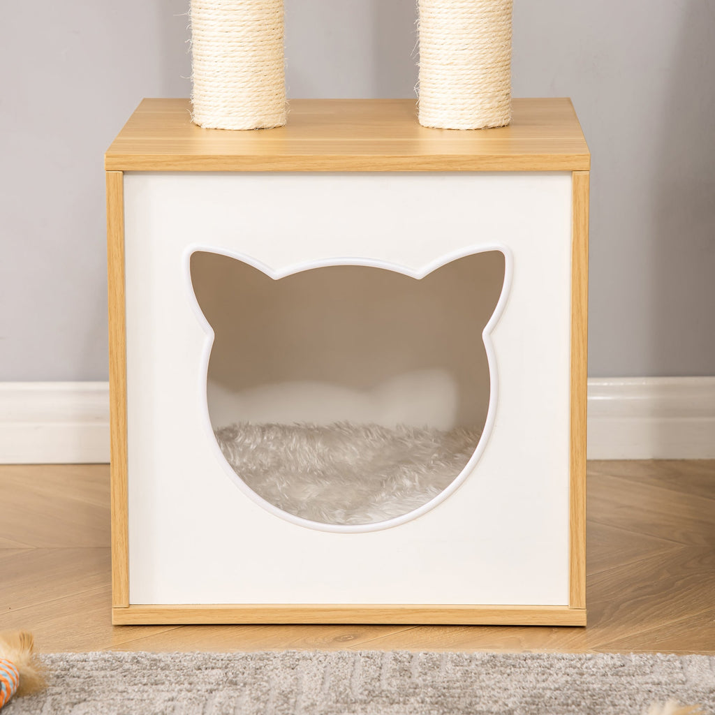 EasyComfort kattenhuis met krabpalen 35x35x81 cm - eiken