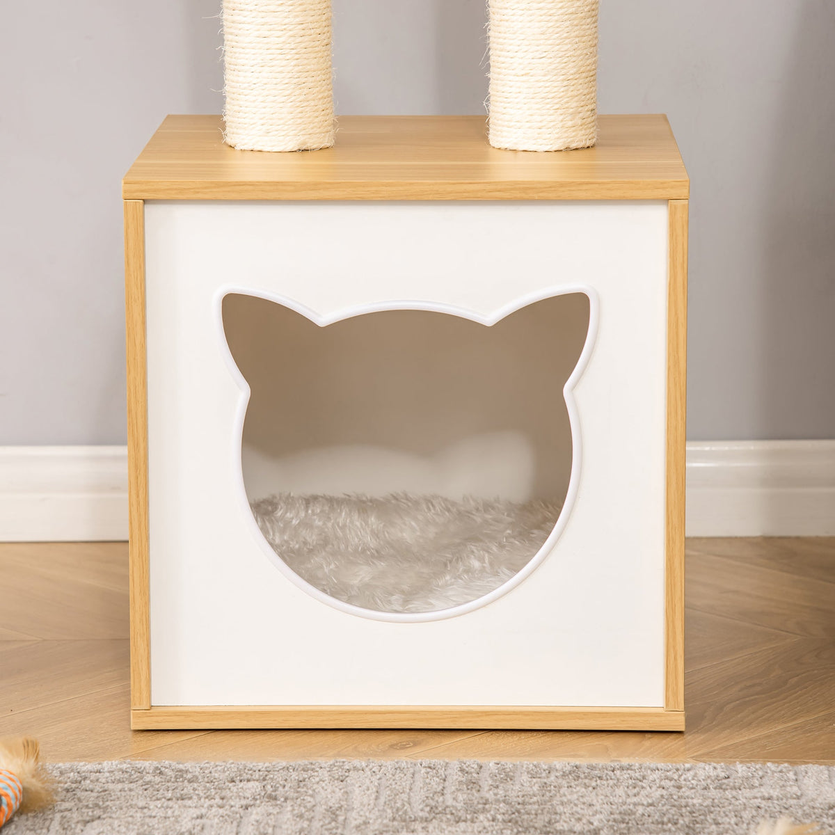 EasyComfort kattenhuis met krabpalen 35x35x81 cm - eiken