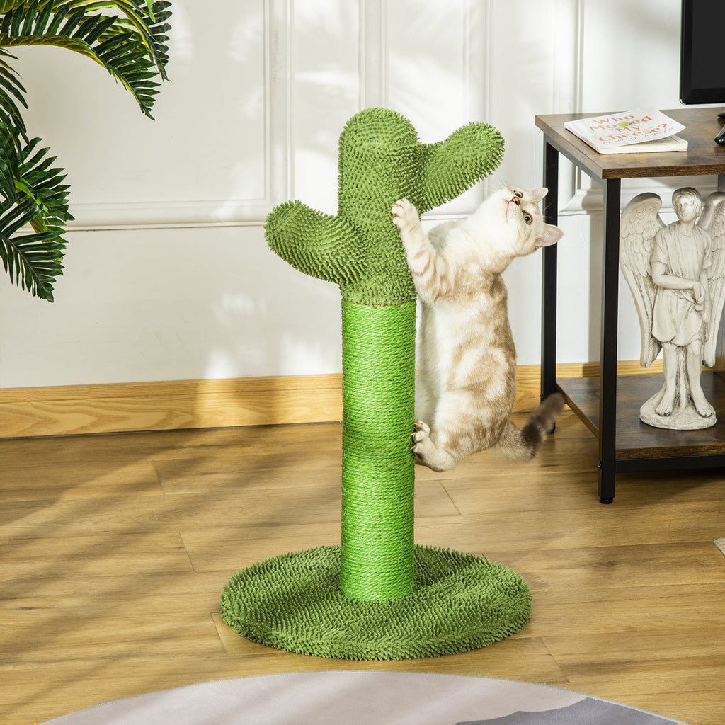 Easycomfort Albero Tiragraffi per Gatti a Forma di Cactus with Corde in Sisal, 40x40x65 cm, Verde
