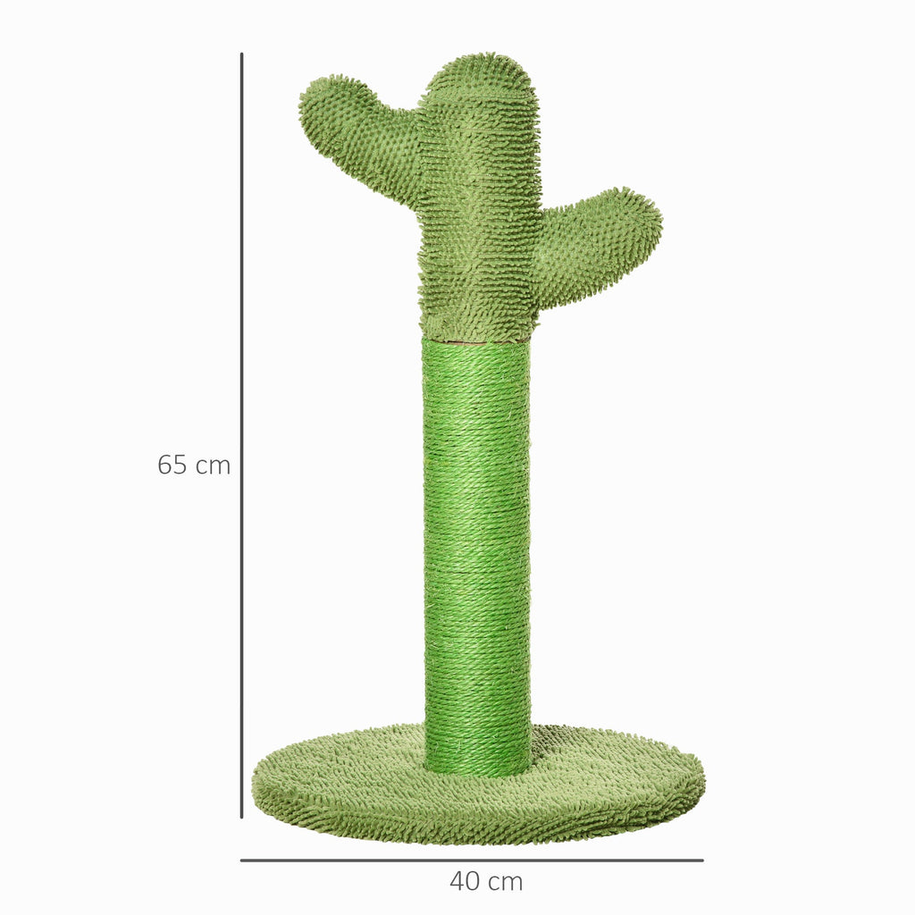 Easycomfort Albero Tiragraffi per Gatti a Forma di Cactus with Corde in Sisal, 40x40x65 cm, Verde