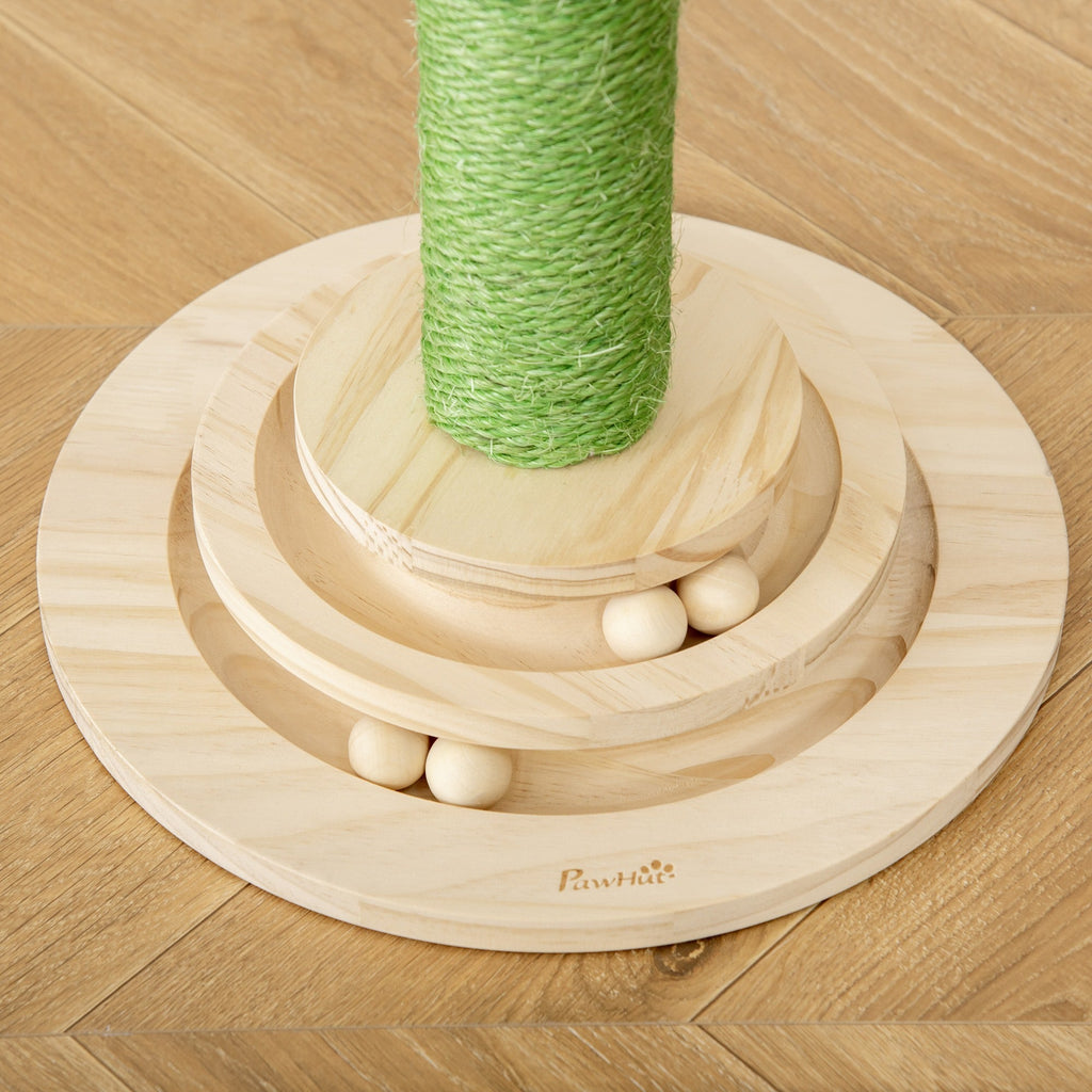 Easycomfort Albero Tiragraffi a Cactus per Gatti, Corda Sisal e Base with Palline in Legno, 32x32x60cm