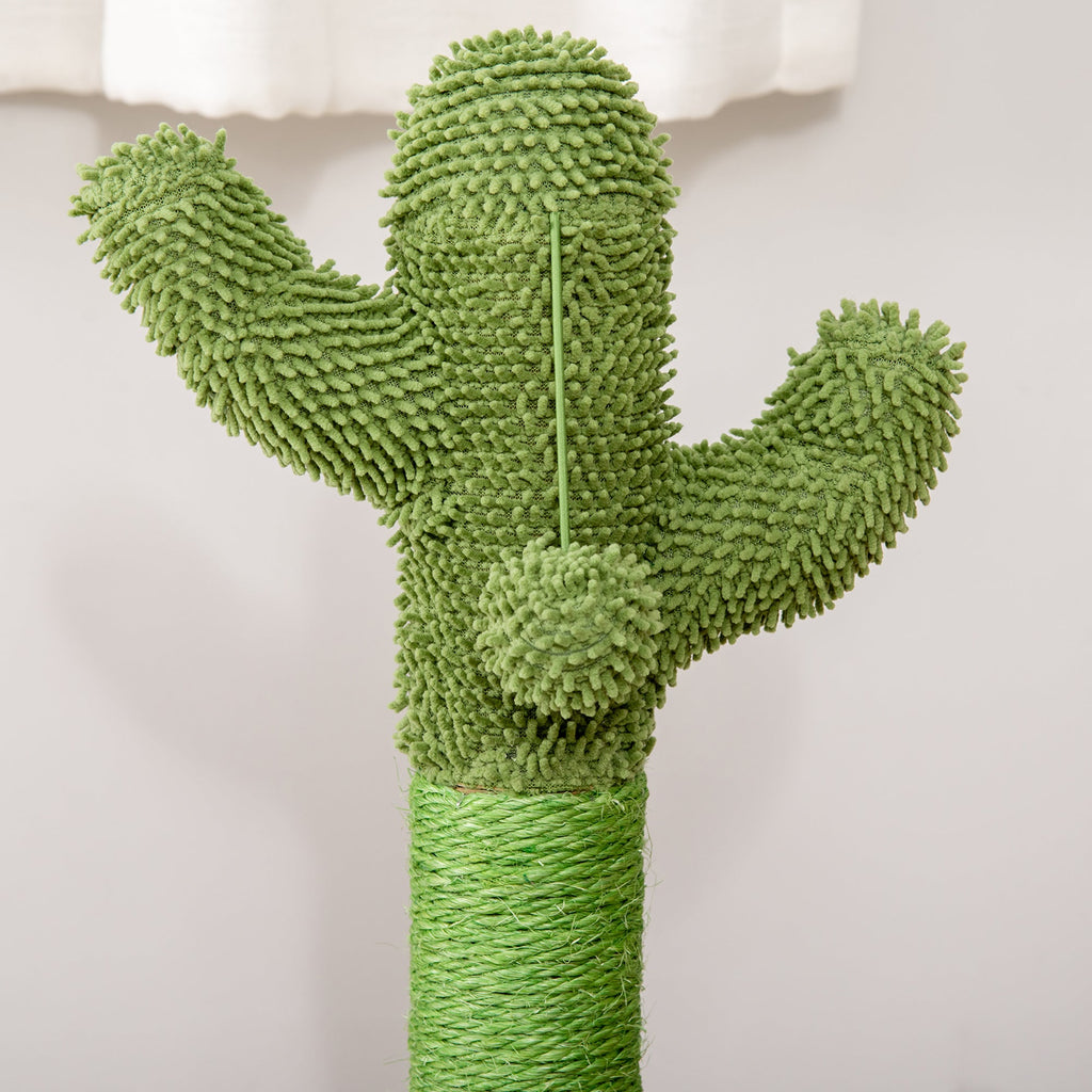Easycomfort Albero Tiragraffi a Cactus per Gatti, Corda Sisal e Base with Palline in Legno, 32x32x60cm
