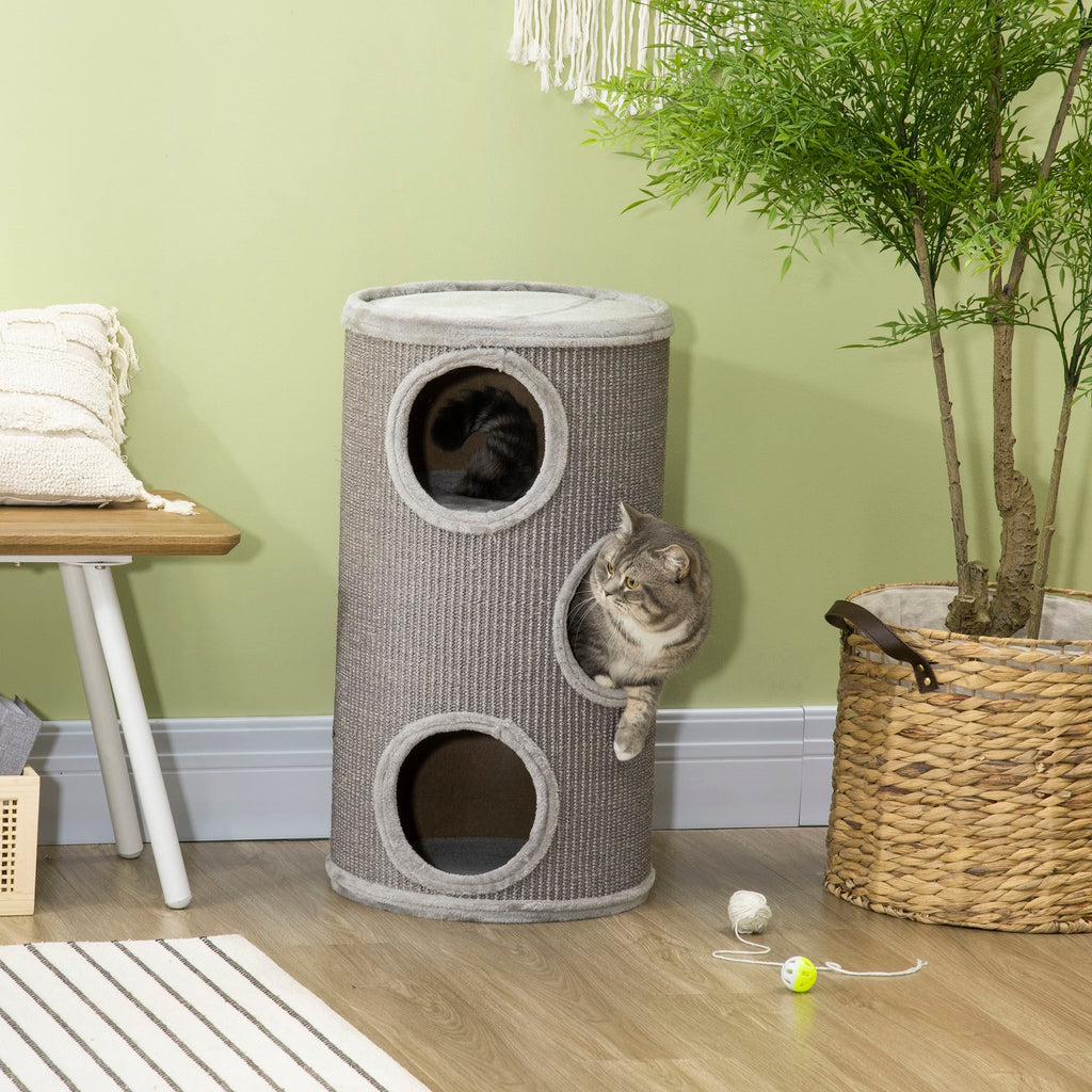 EasyComfort 3-laag kattenhuis met sisal, Ø38x70cm