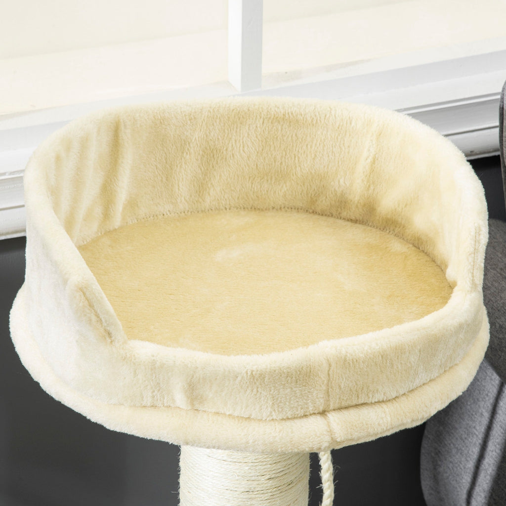 Easycomfort Albero Tiragraffi per Gatti with Lettino e Pallina in Peluche e Palo in Sisal 55x55x83cm Beige
