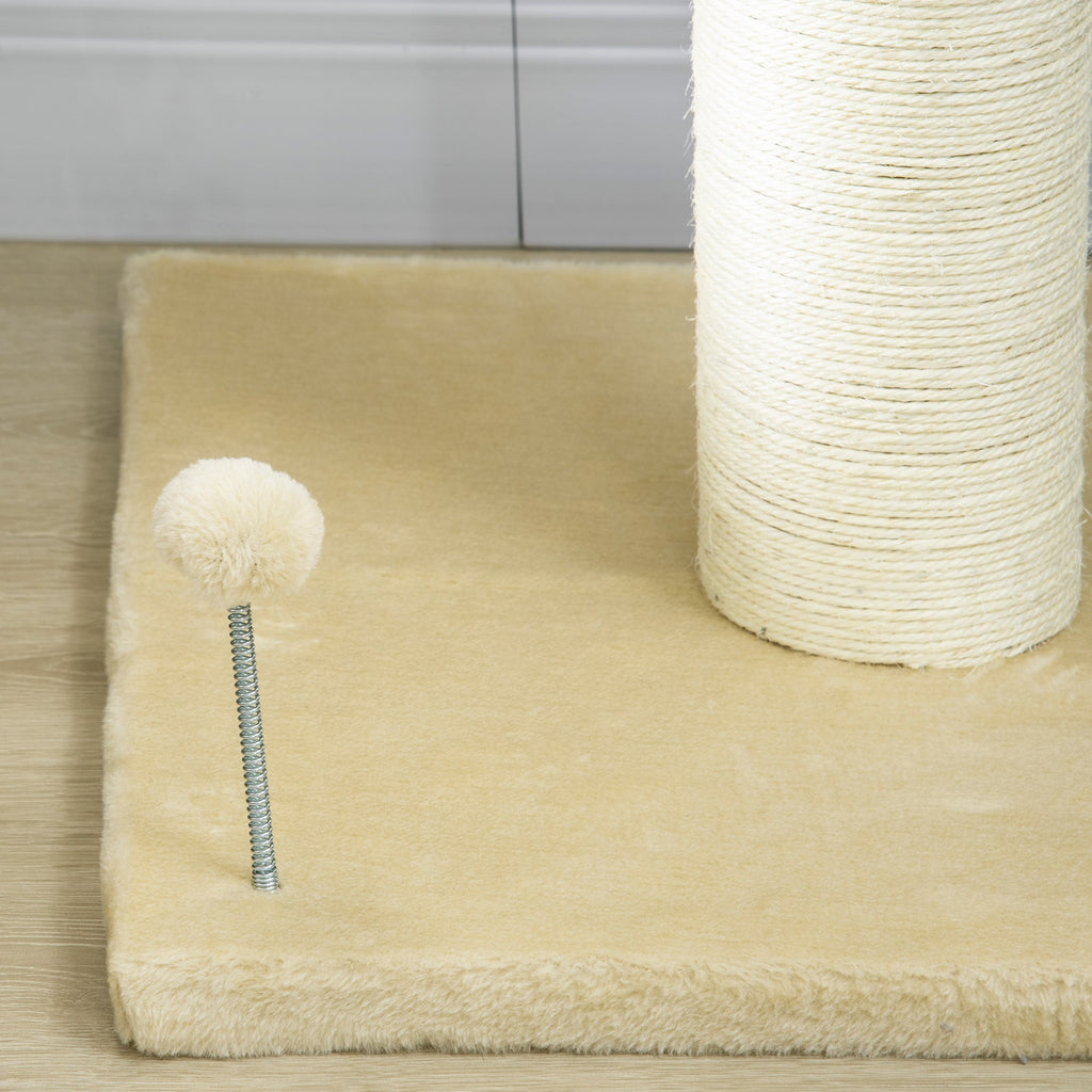 Easycomfort Albero Tiragraffi per Gatti with Lettino e Pallina in Peluche e Palo in Sisal 55x55x83cm Beige