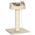 Easycomfort Albero Tiragraffi per Gatti with Lettino e Pallina in Peluche e Palo in Sisal 55x55x83cm Beige