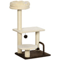 EASYCOMFORT Scratching Post for Cats with Sisal Pole, Perch and Play Balls, in Chipboard and Plush, 44x38x74 cm