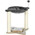 EASYCOMFORT Scratching Post for Cats with Plush Hammock, Wooden Base with Toy and Sisal Poles, 53.55x53.5x66cm, Gray