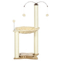 EASYCOMFORT Scratching Tree for Cats max 5kg with Hammock, Play Balls and Sisal Poles, 53.5x53.5x90 cm, Beige