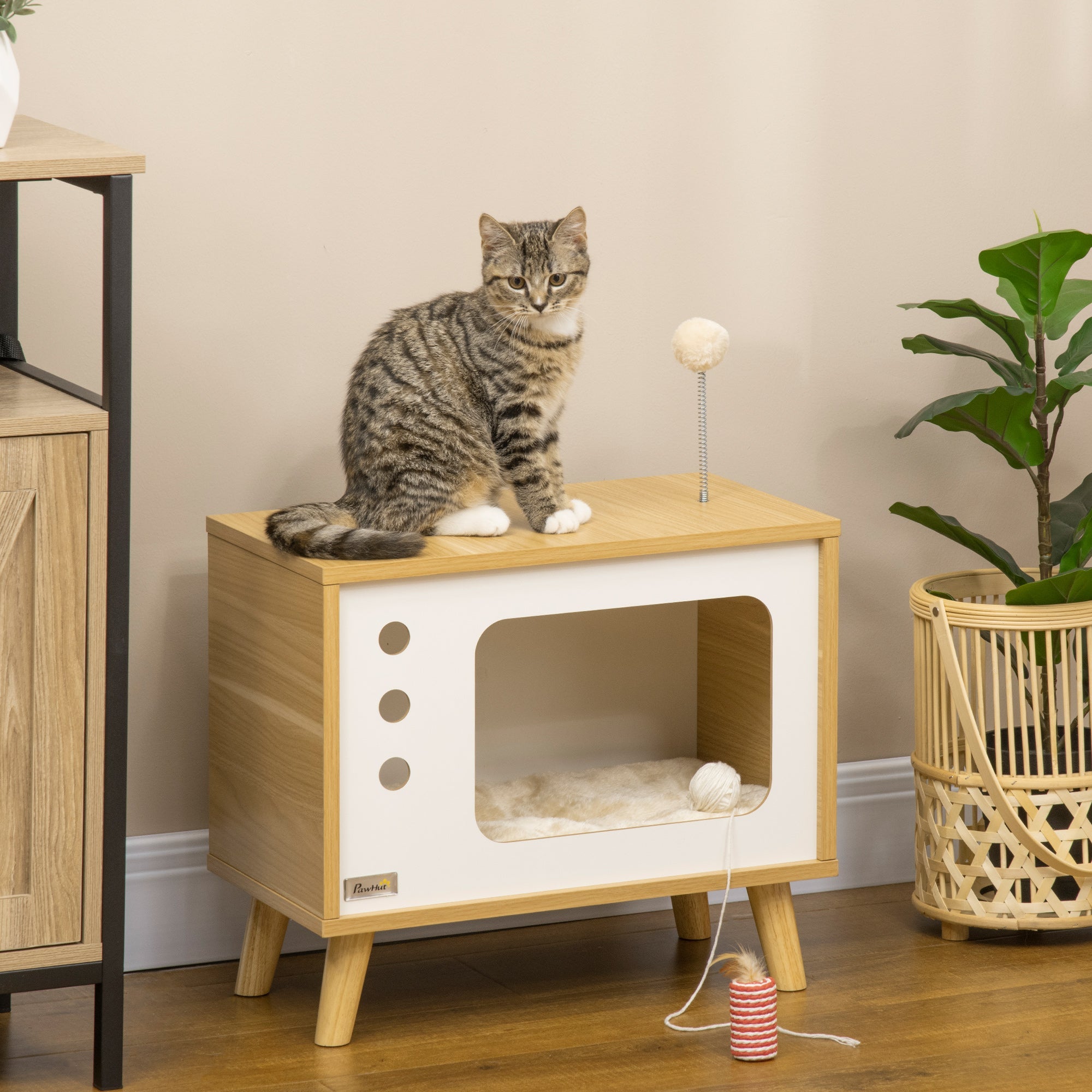 EasyComfort kattenhuis tv-vorm spaanplaat 50x28x43 cm