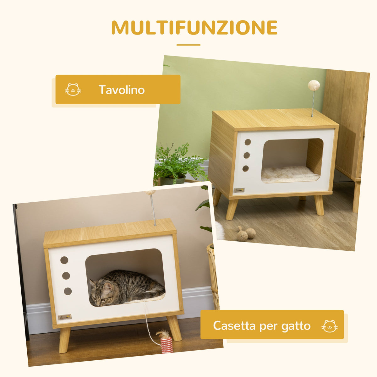 EasyComfort kattenhuis tv-vorm spaanplaat 50x28x43 cm