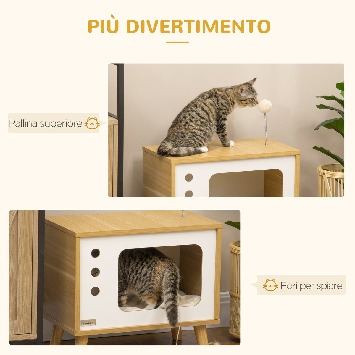EasyComfort kattenhuis tv-vorm spaanplaat 50x28x43 cm