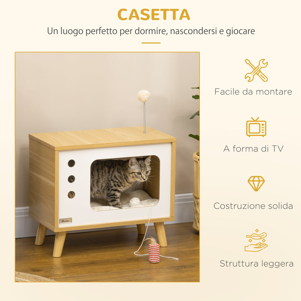 EasyComfort kattenhuis tv-vorm spaanplaat 50x28x43 cm