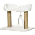 EASYCOMFORT Tower for Cats max 5kg in Chipboard with Scratching Post and Toy Balls, 48x38x42 cm, Yellow and White