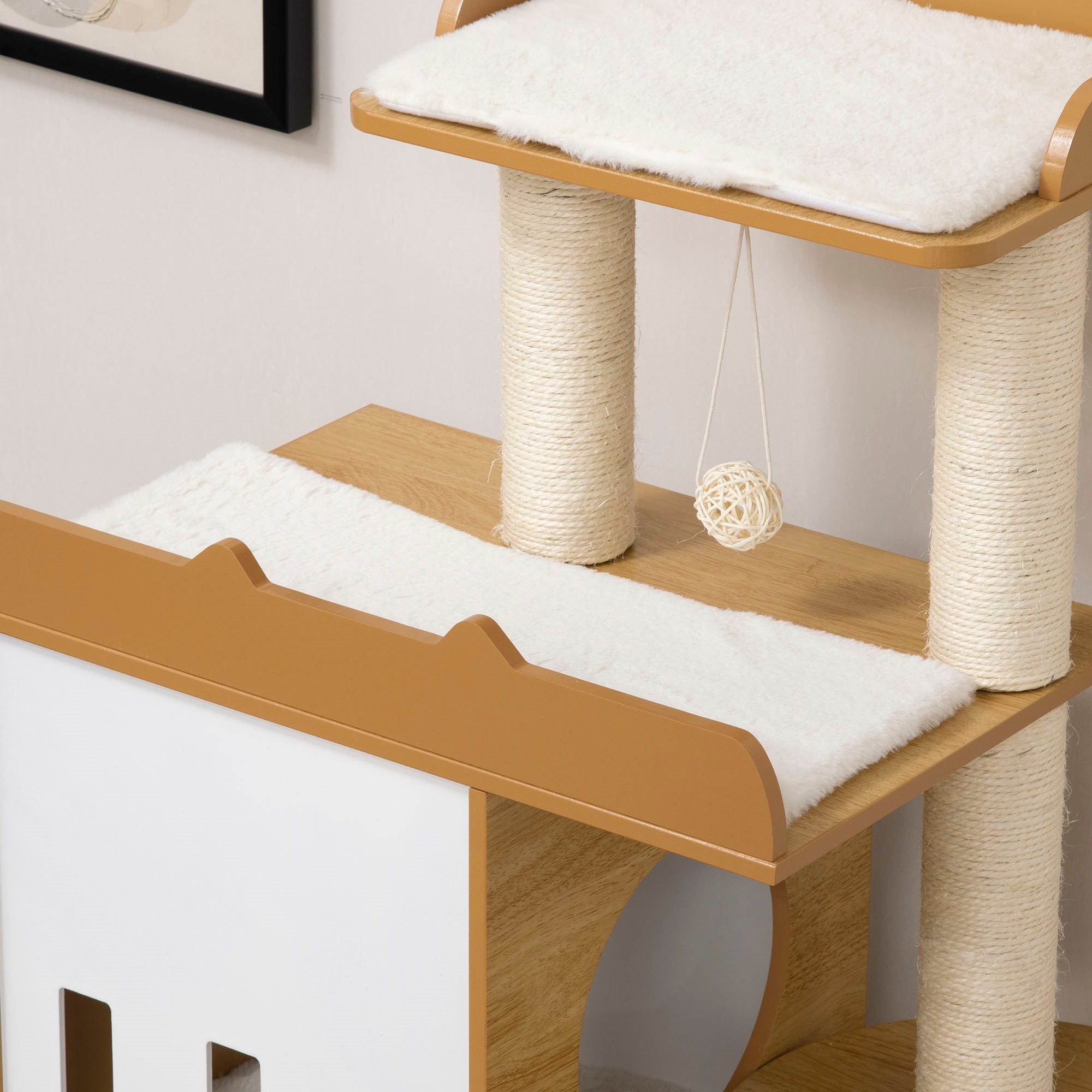 EasyComfort MDF krabpaal met 2 huisjes, 60x48x133 cm