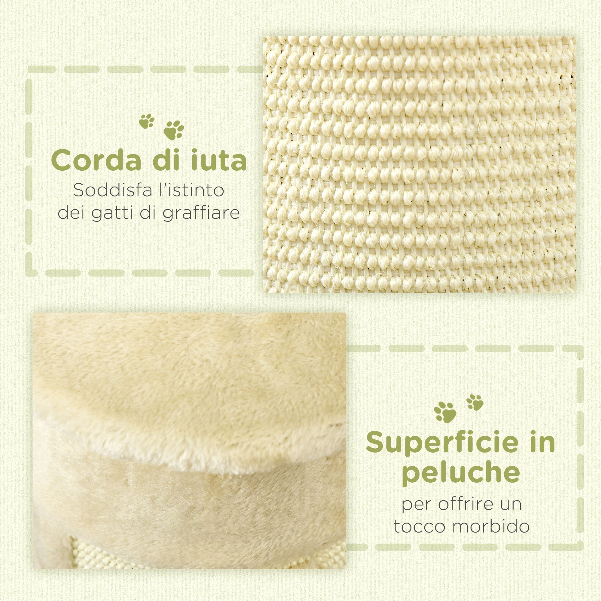 EASYCOMFORT Scratching Tree for Cats up to 5kg with 2 Sisal Balls and Plush, 34x25.5x58cm, Beige
