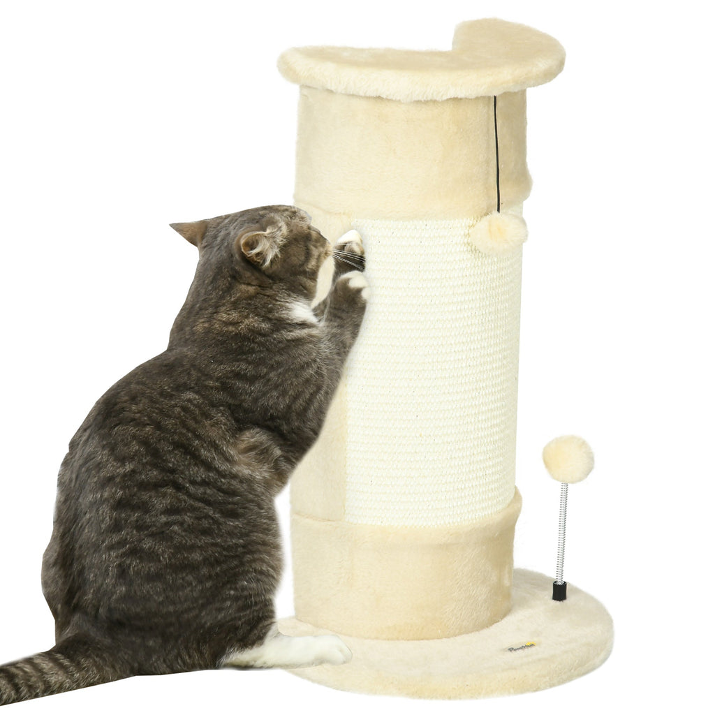 EASYCOMFORT Scratching Tree for Cats up to 5kg with 2 Sisal Balls and Plush, 34x25.5x58cm, Beige