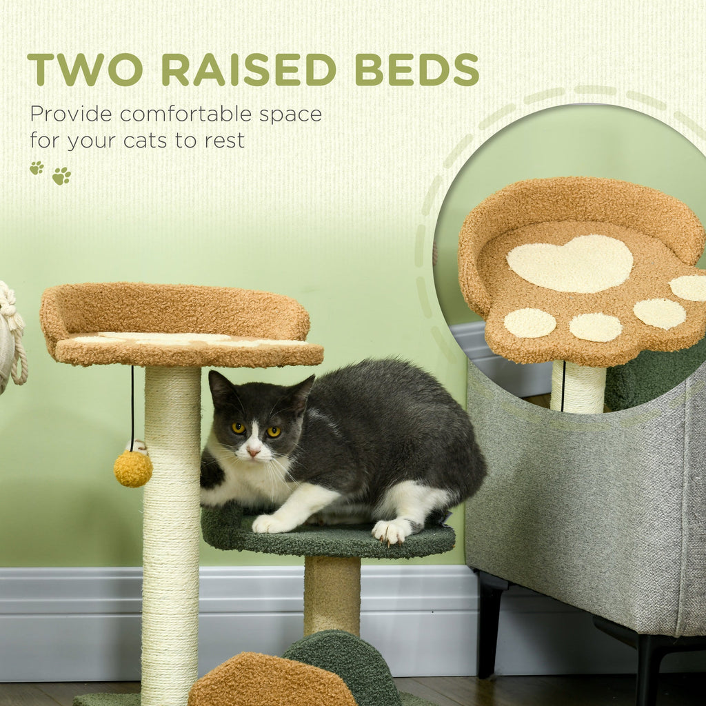 EASYCOMFORT Scratching Post for Cats with 2 Beds, Ball and Velvet Cover, 43x39x52cm