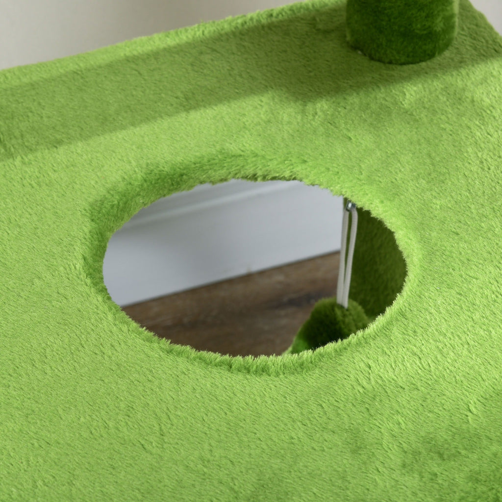 Easycomfort Albero Tiragraffi per Gatti with Amaca, Pallina e Tiragraffi in Sisal, 49x49x142cm, Verde