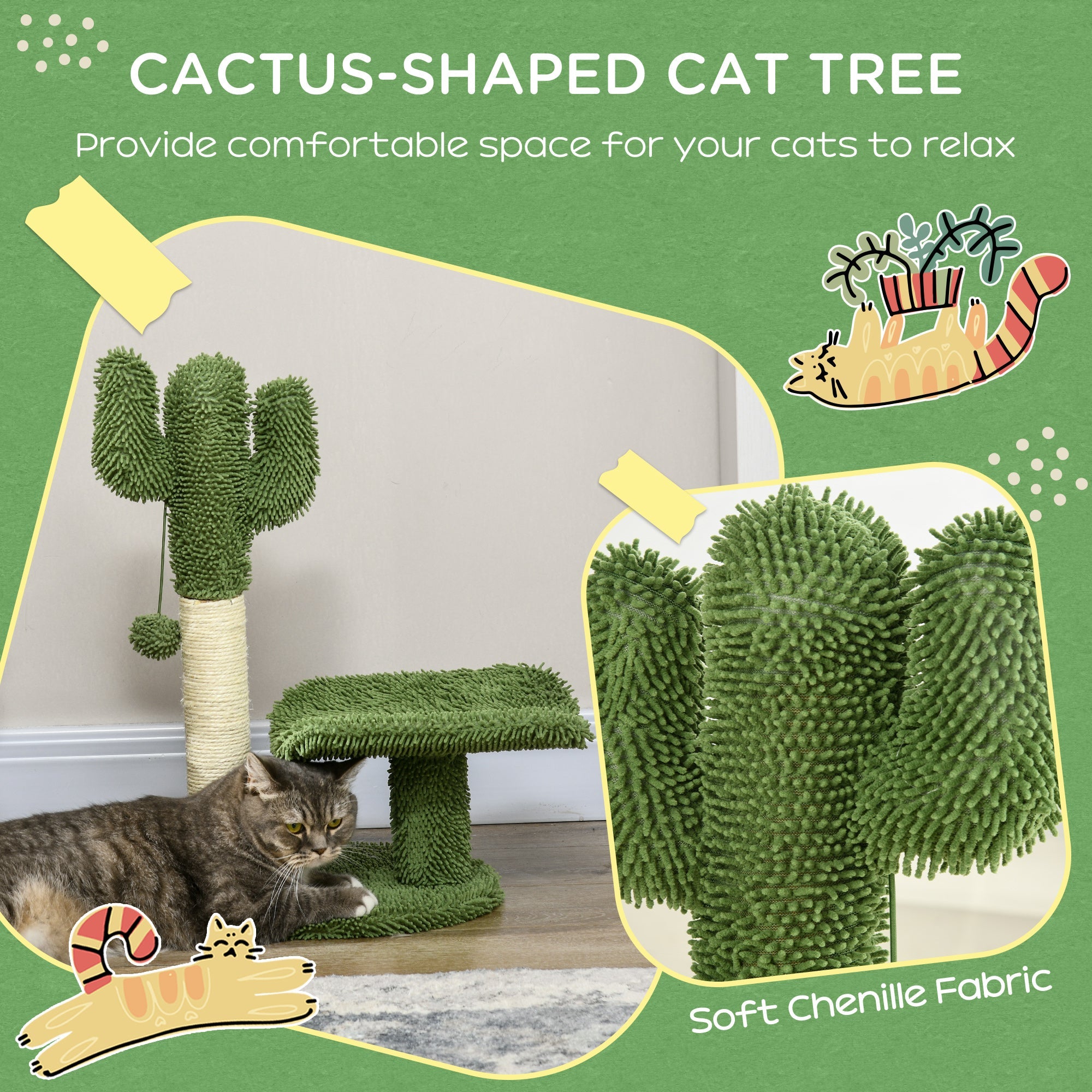 EasyComfort Cactus kattenboom 35x31x55.5 cm groen/wit