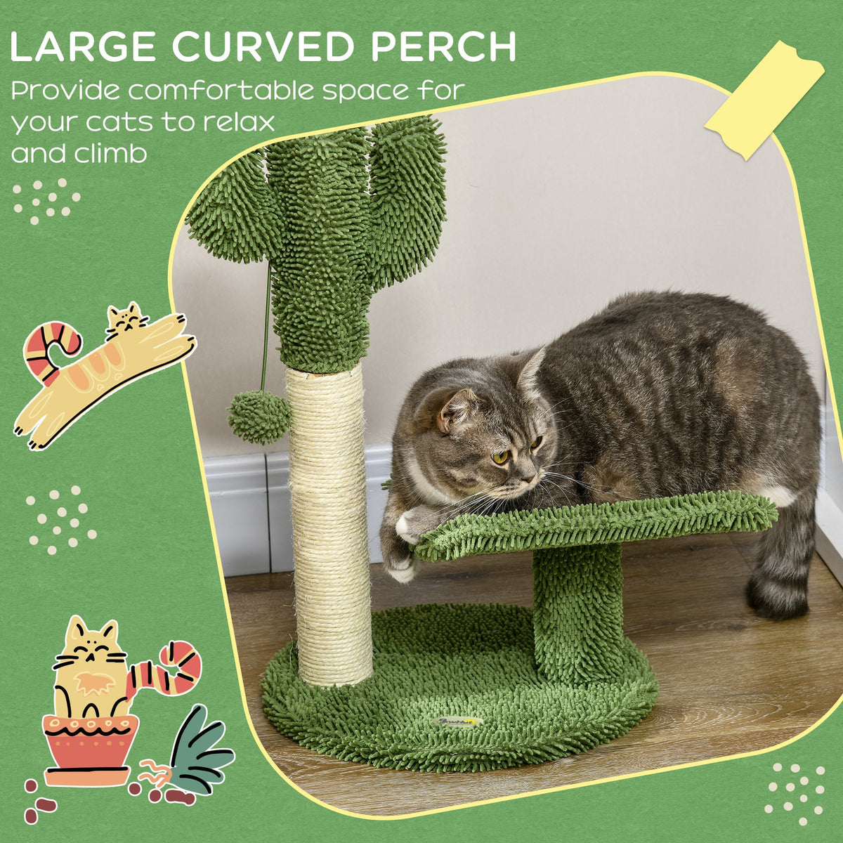 EasyComfort Cactus kattenboom 35x31x55.5 cm groen/wit