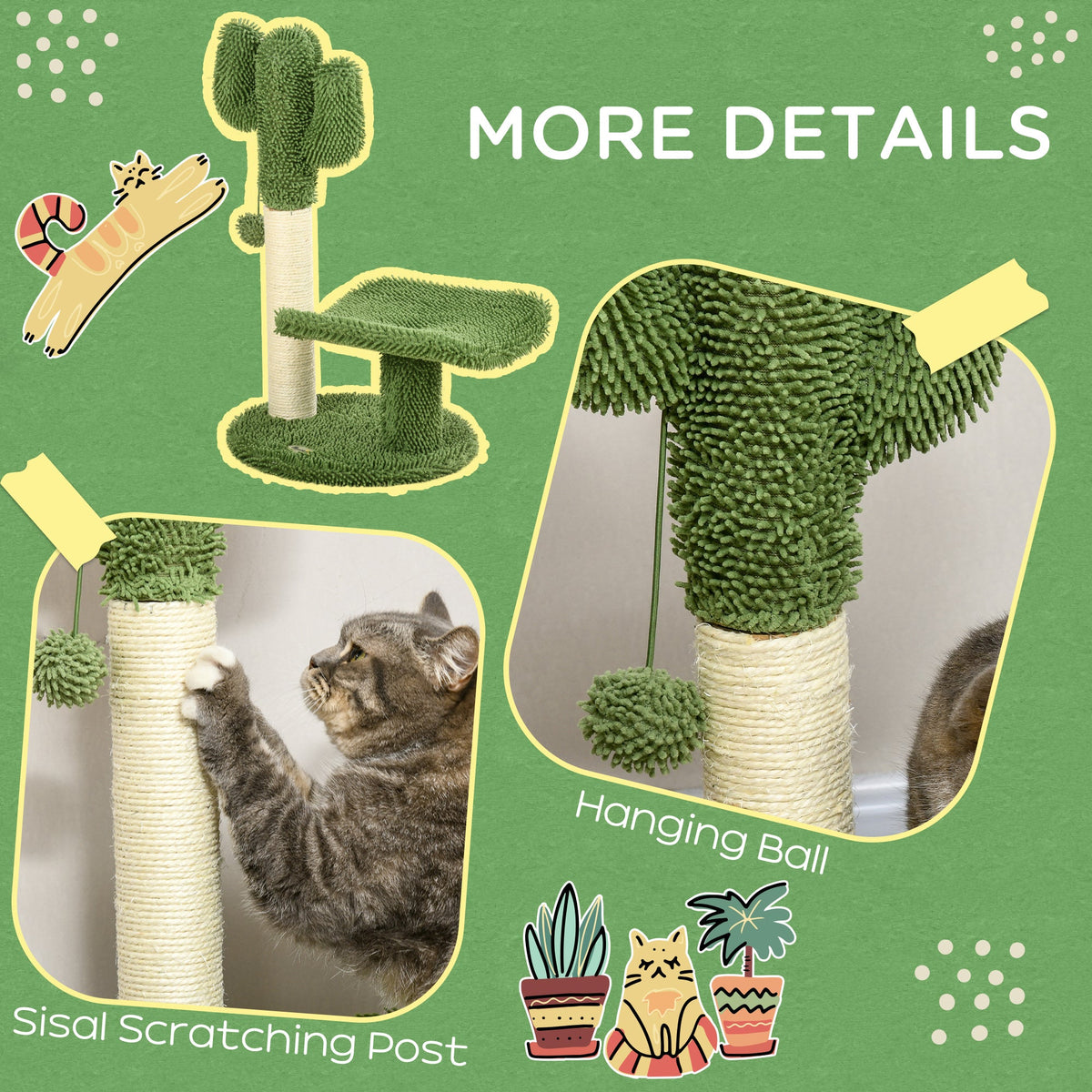 EasyComfort Cactus kattenboom 35x31x55.5 cm groen/wit