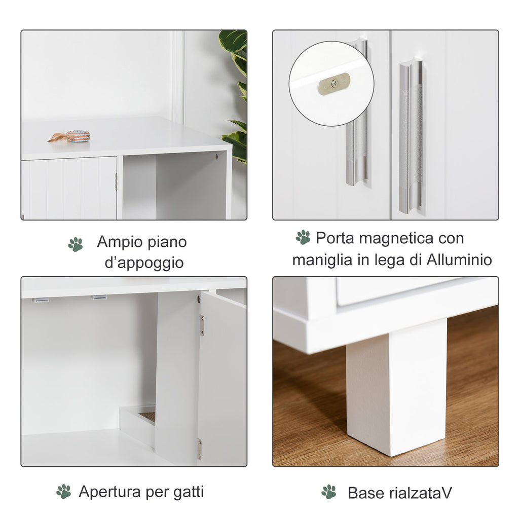 EASYCOMFORT Wooden Cat Litter Cabinet, 2 Doors and Side Opening with Scratching Post