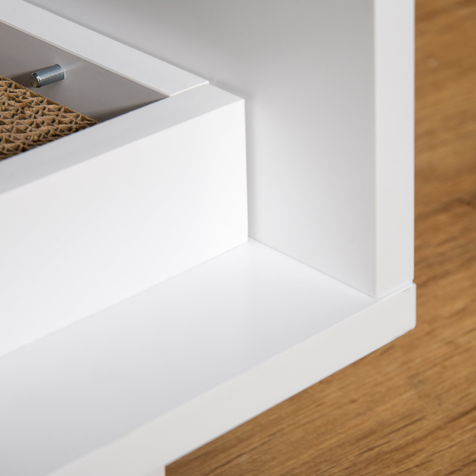 EASYCOMFORT Wooden Cat Litter Cabinet, 2 Doors and Side Opening with Scratching Post