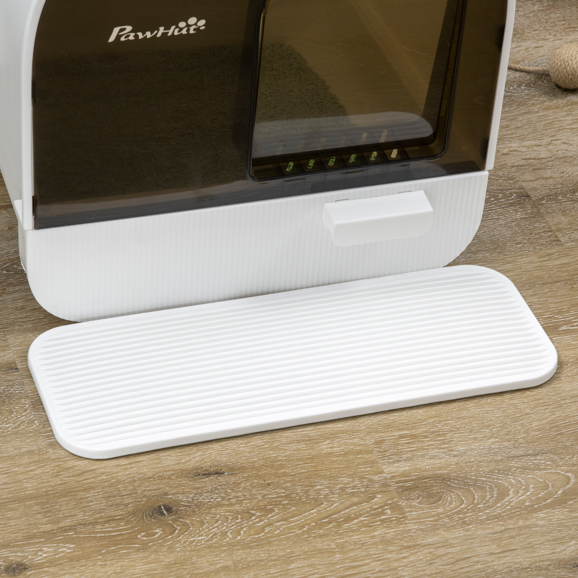 EASYCOMFORT Closed Cat Litter Box with Filters, Scoop and Removable Tray, PP Structure, 43x44x47 cm, White and Black