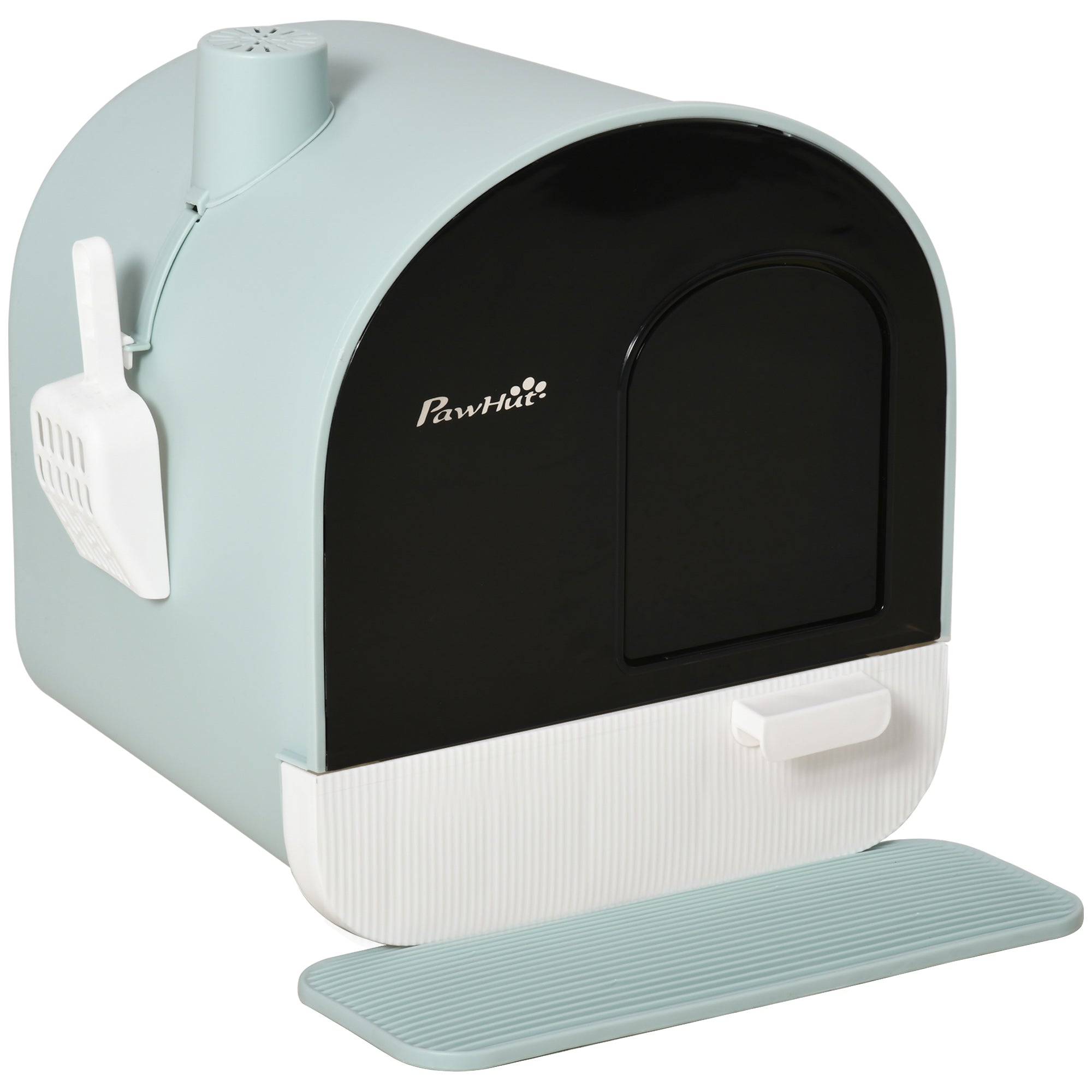 EASYCOMFORT Closed Cat Litter Box with Filters, Scoop and Tray, PP Structure, 43x44x47cm, Green
