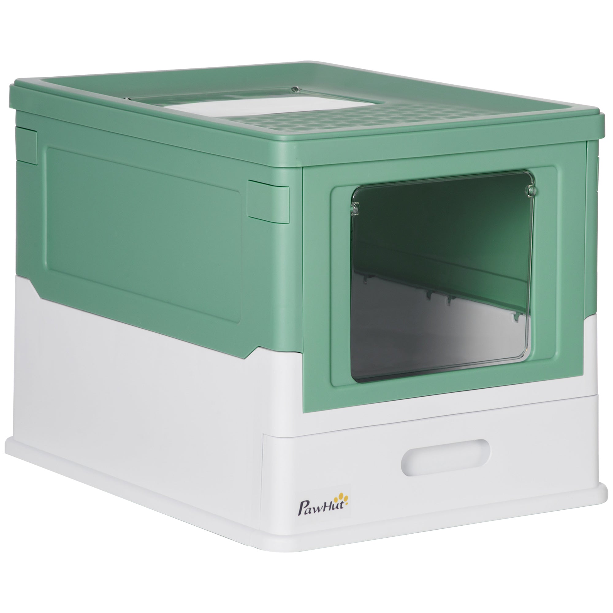 EASYCOMFORT Closed Cat Litter Box with Scoop, Removable Tray and 2 Doors, 47.5x35.5x36.7cm, Green