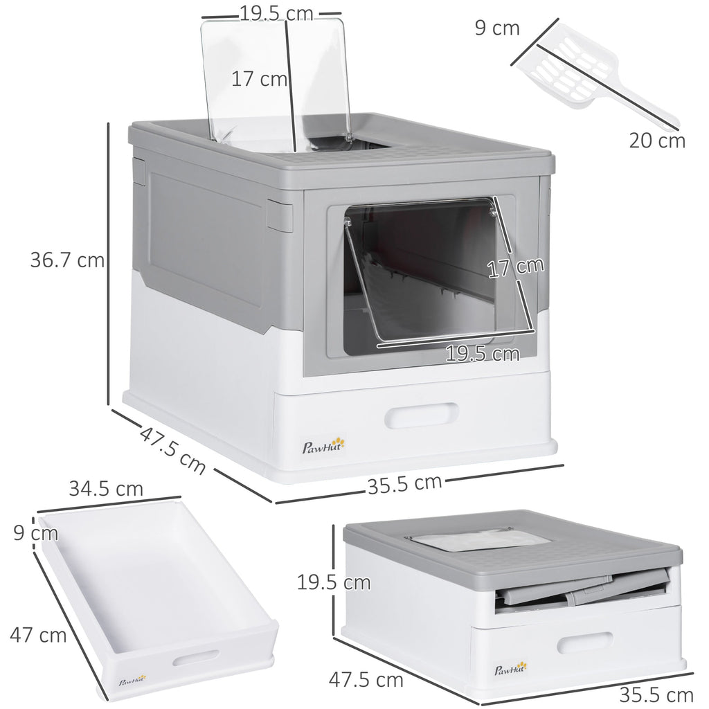 EASYCOMFORT Closed PP Cat Litter Box with 2 Doors with Scoop and Removable Tray, 47.5x35.5x36.7 cm
