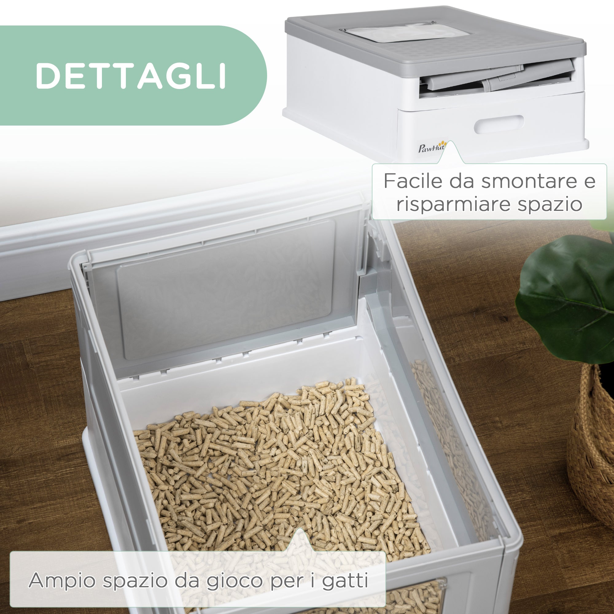 EASYCOMFORT Closed PP Cat Litter Box with 2 Doors with Scoop and Removable Tray, 47.5x35.5x36.7 cm