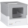 EASYCOMFORT Closed PP Cat Litter Box with 2 Doors with Scoop and Removable Tray, 47.5x35.5x36.7 cm