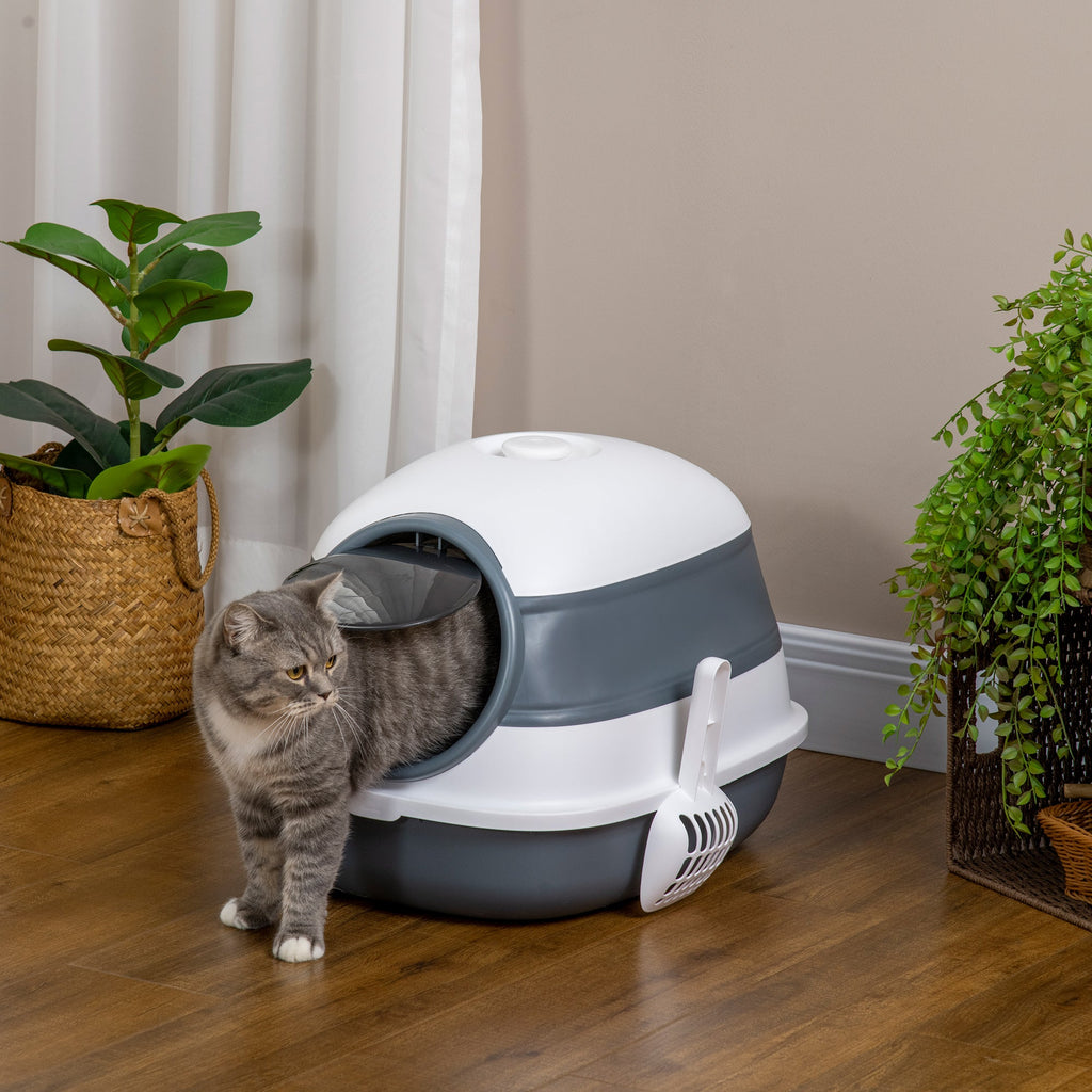 EasyComfort Kattenbak met Deksel, Schep en Deodorant, Opvouwbaar 52x41x38 cm