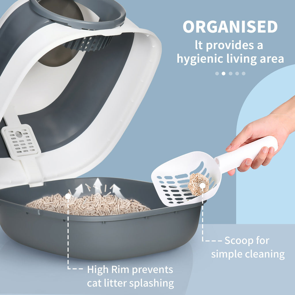 EasyComfort Kattenbak met Deksel, Schep en Deodorant, Opvouwbaar 52x41x38 cm