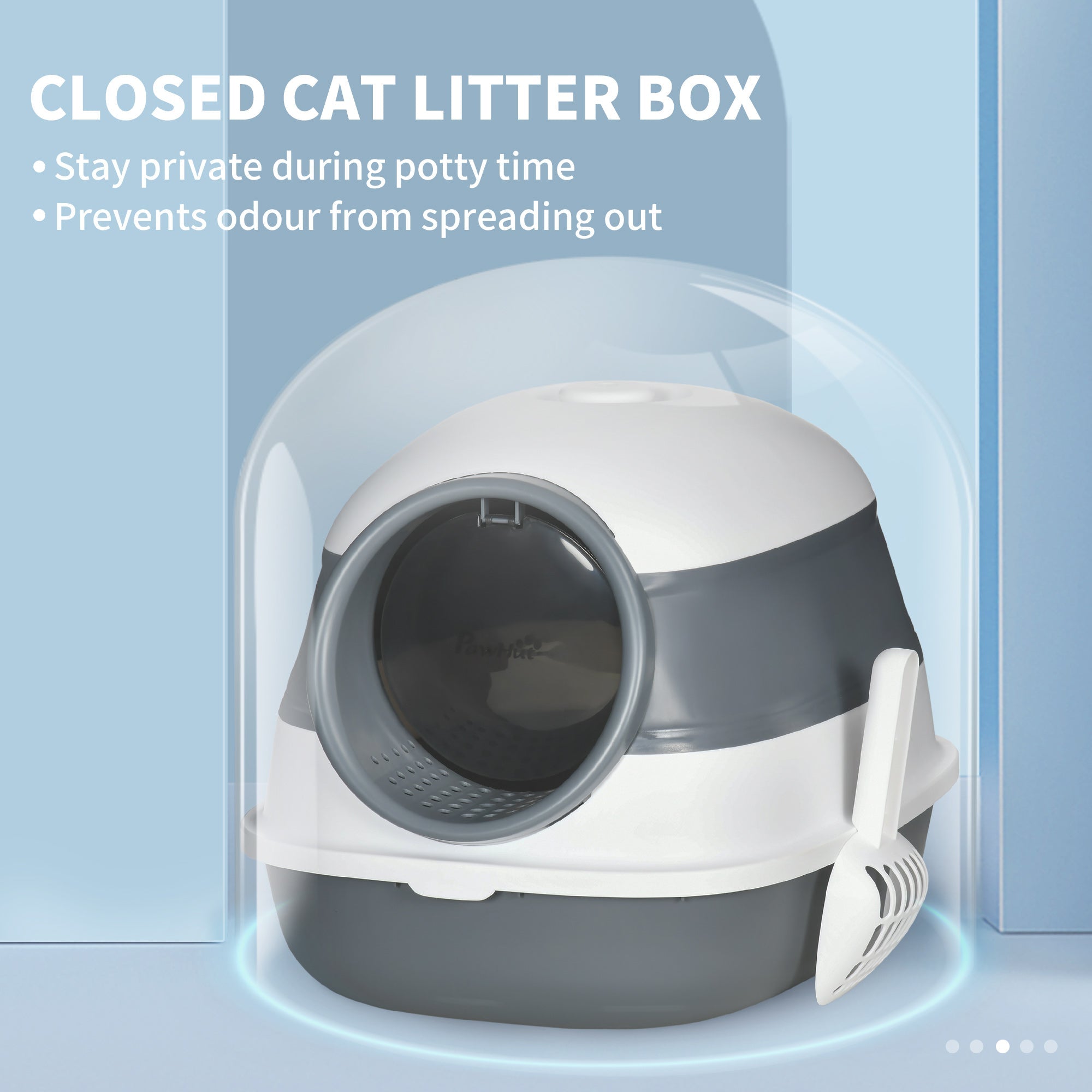 EasyComfort Kattenbak met Deksel, Schep en Deodorant, Opvouwbaar 52x41x38 cm